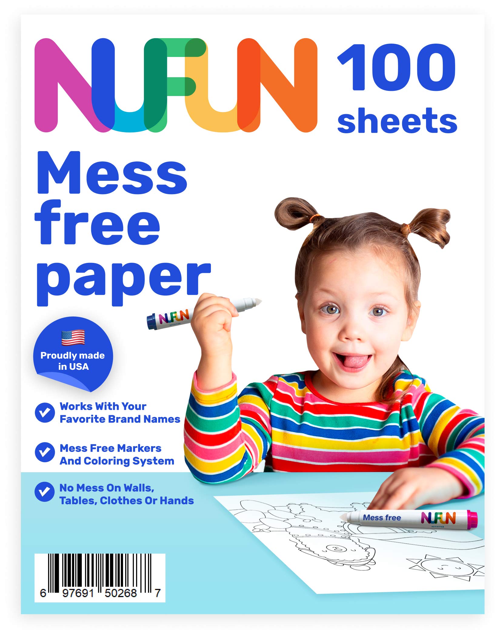 NuFun Activities mess-free paper packaging illustration, perfect for mess-free crafts and gifting.