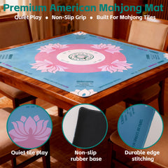 Nugnurt pink mahjong mat 31.5-inch square fits most tables for comfortable play.