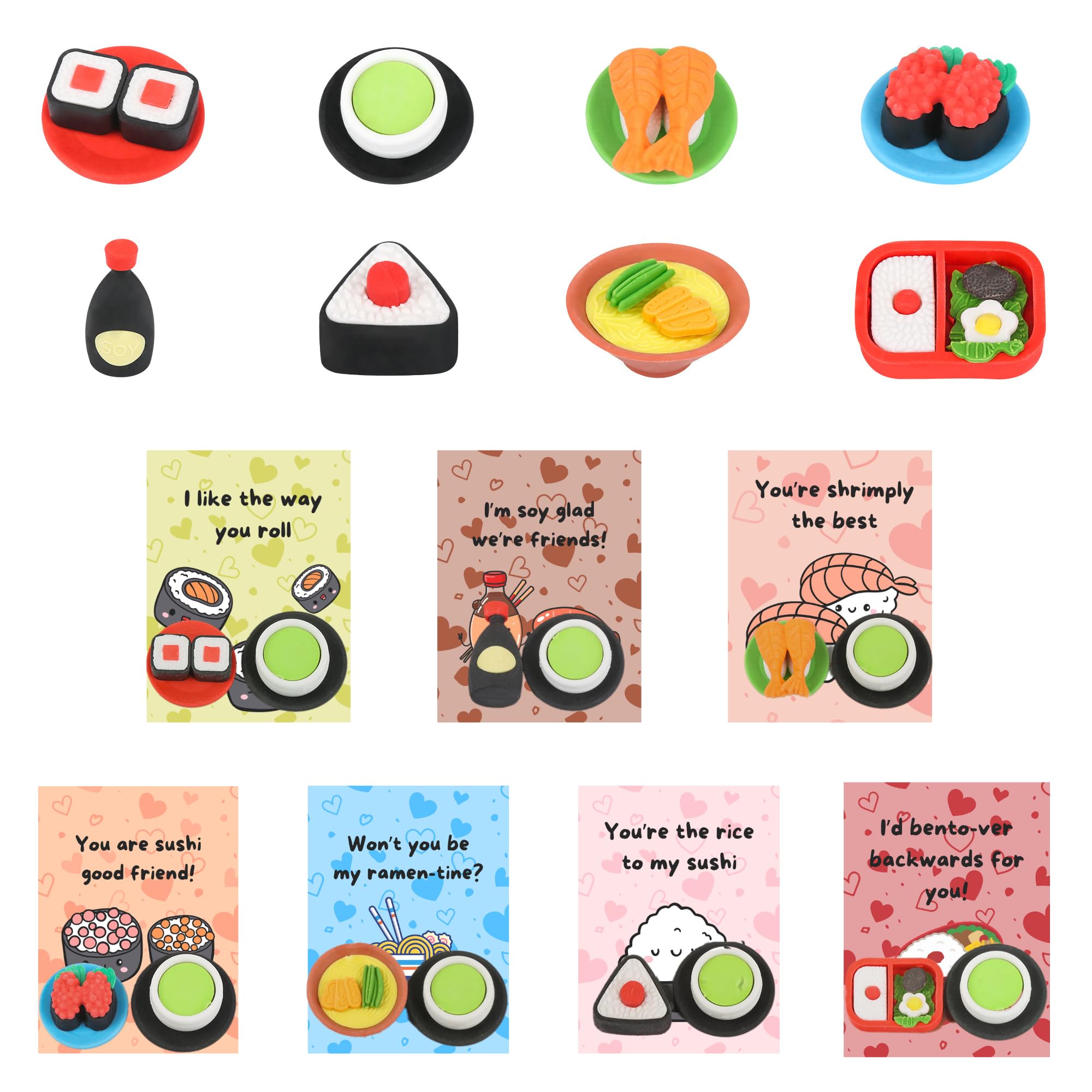 NUJOVI sushi eraser card, lasting keepsake beyond Valentine’s day.