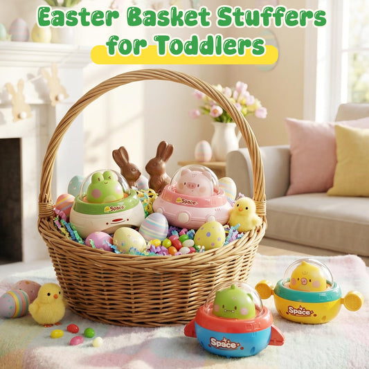 NUMBERFUN Easter push car side view highlights compact, travel-friendly design for travel play.