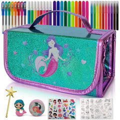 NUMI'SMILE Mermaid pencil case with fruit-scented markers for creative play and school use.