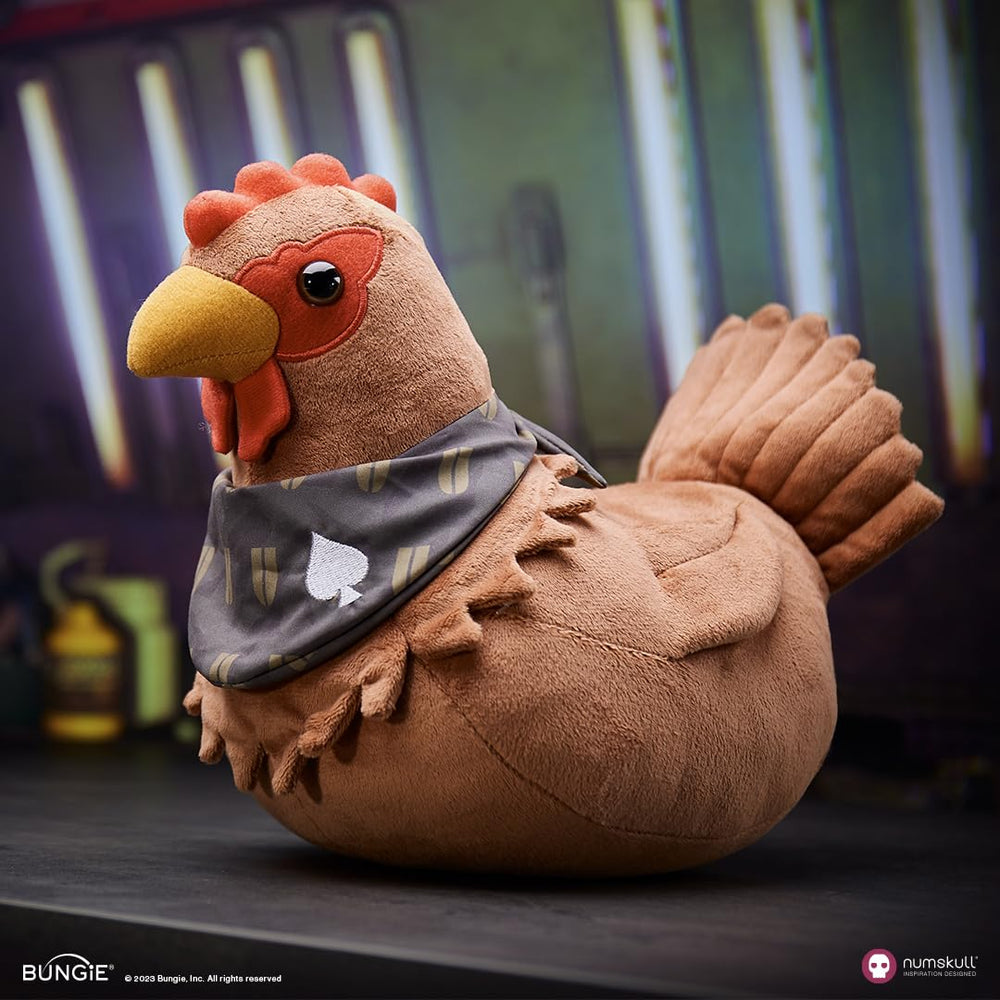 Close-up of Colonel Plush feathers and stitched details for authenticity.