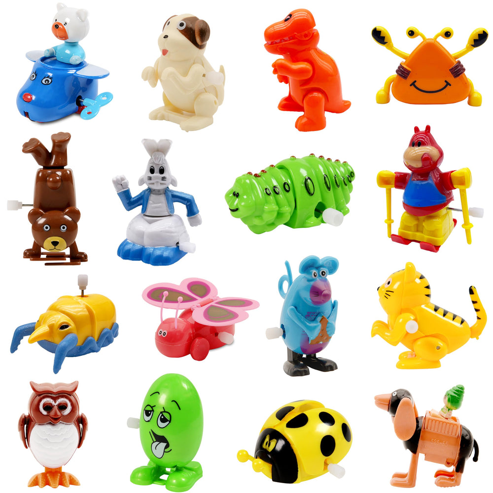 Nunkitoy wind-up toy 16-pack offers varied characters for imaginative play and exploration of motion.