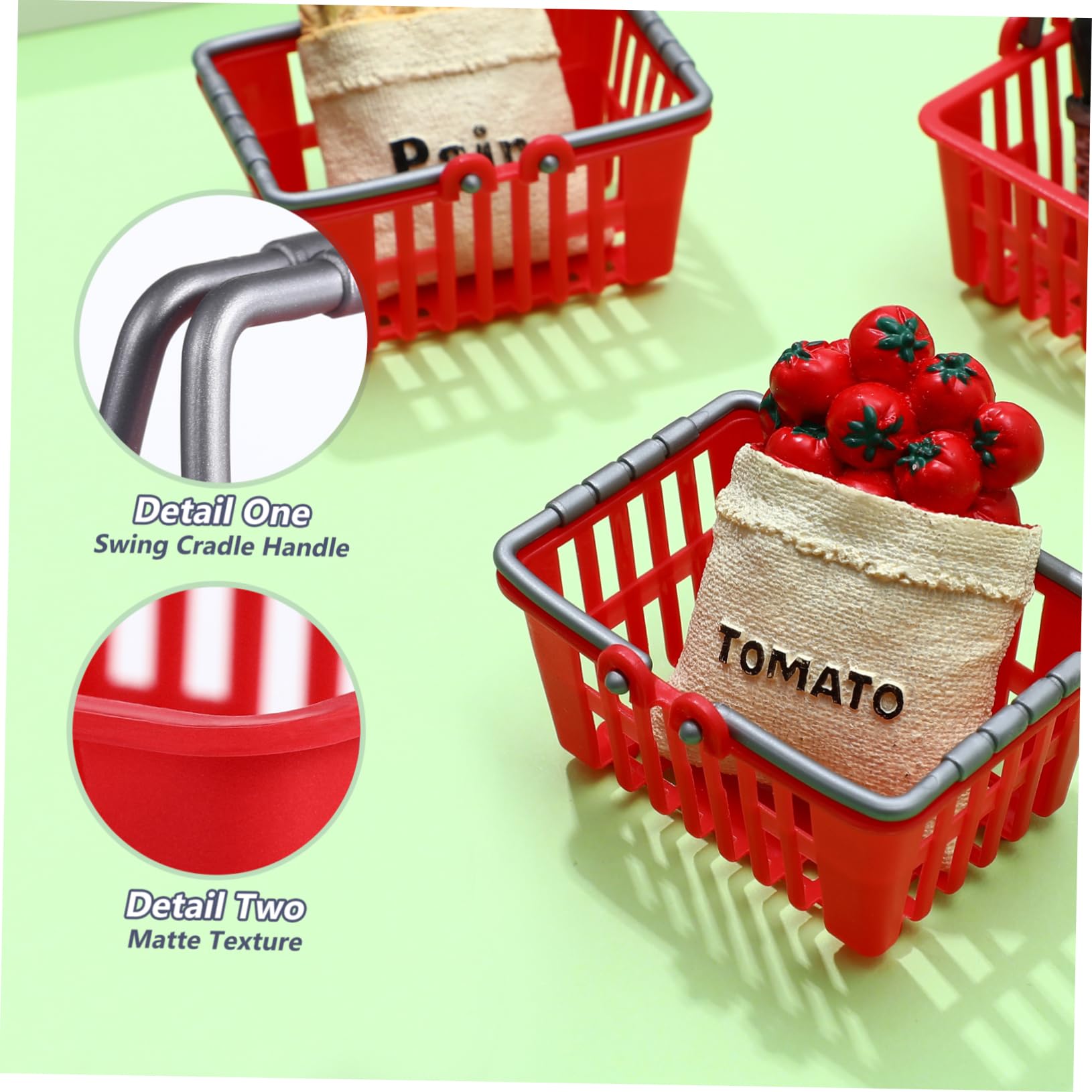 NUOBESTY dollhouse scene with basket creates lifelike shopping moments