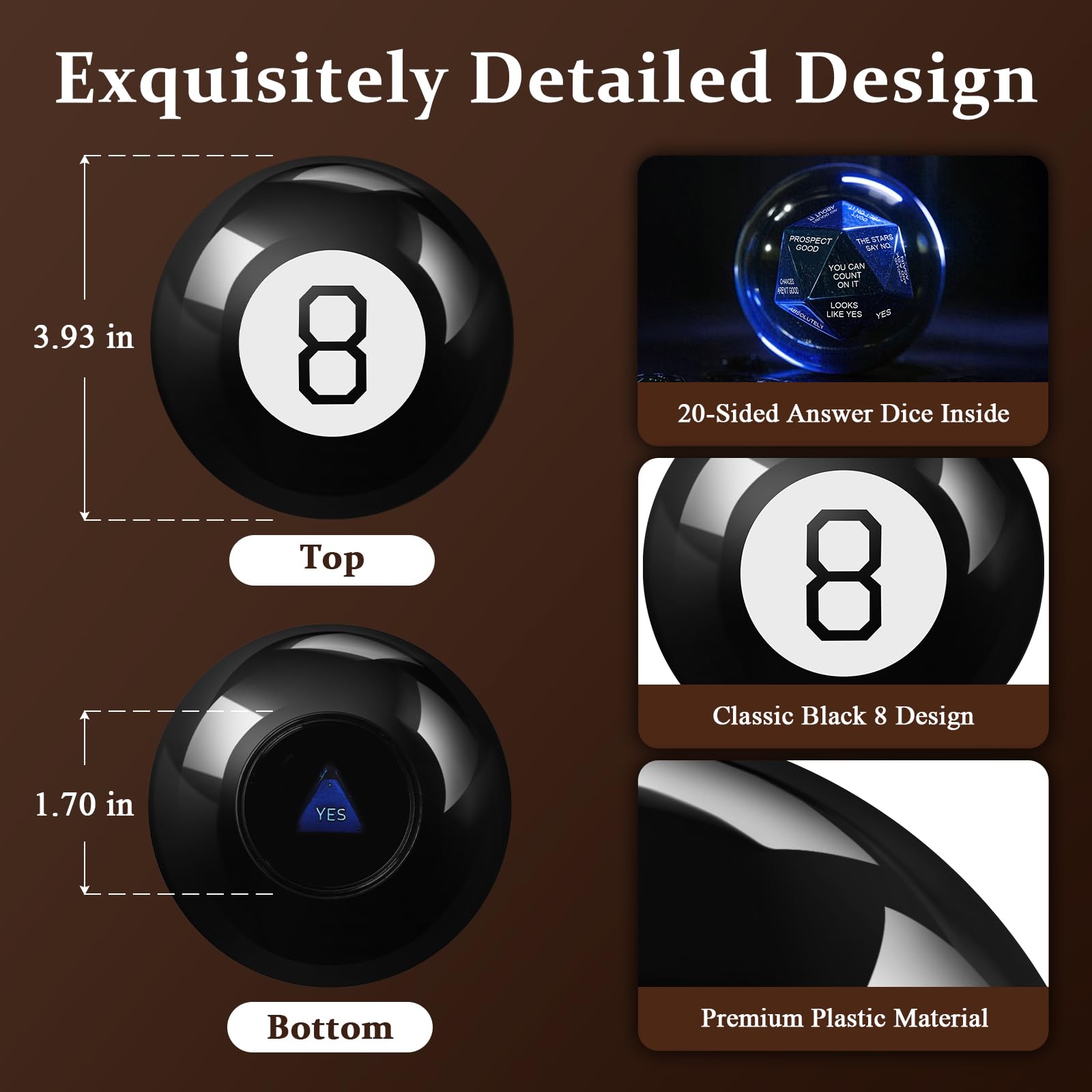 nuogae Mystic 8 Ball nostalgic retro design for any party or desk setup.