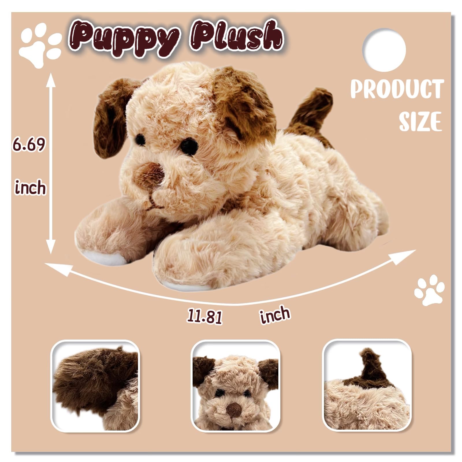 NuomiYue 12in black-and-white dog plush, versatile play companion.