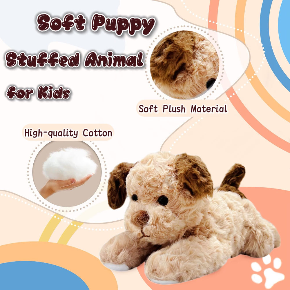 NuomiYue 12in brown-white dog plush, durable everyday hugs.