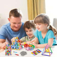 Nuorao kit featuring colorful sticks joined by magnets to form 3D structures.