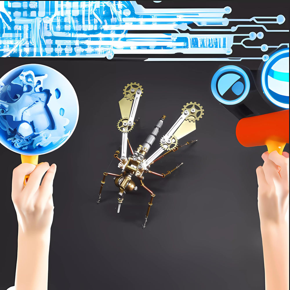 NUOSHANZS mosquito mechanical model packaging and instructions highlighting all-in-one DIY kit