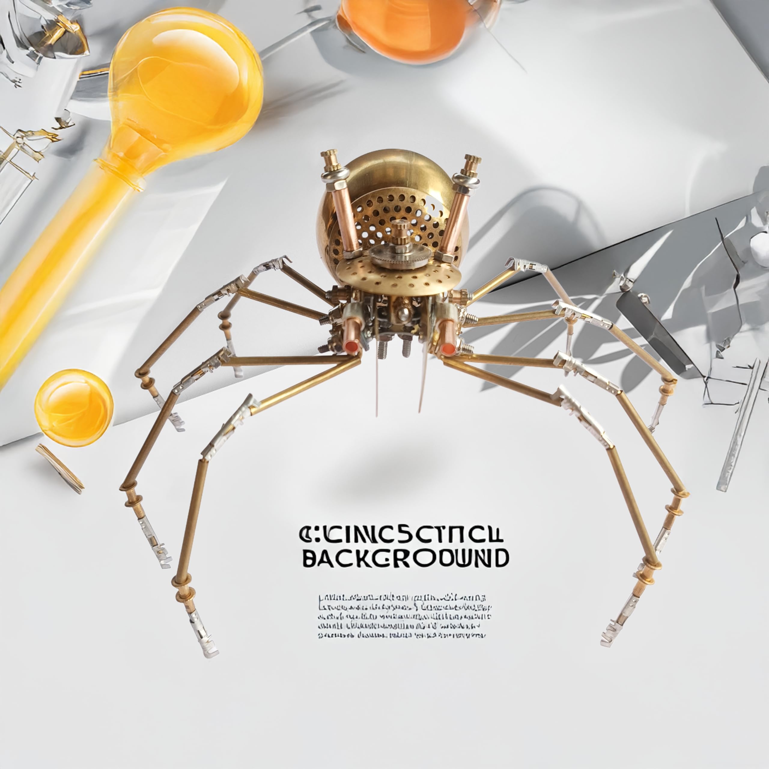 NUOSHANZS Steampunk Golden Spider assembled display, ideal as a desk sculpture