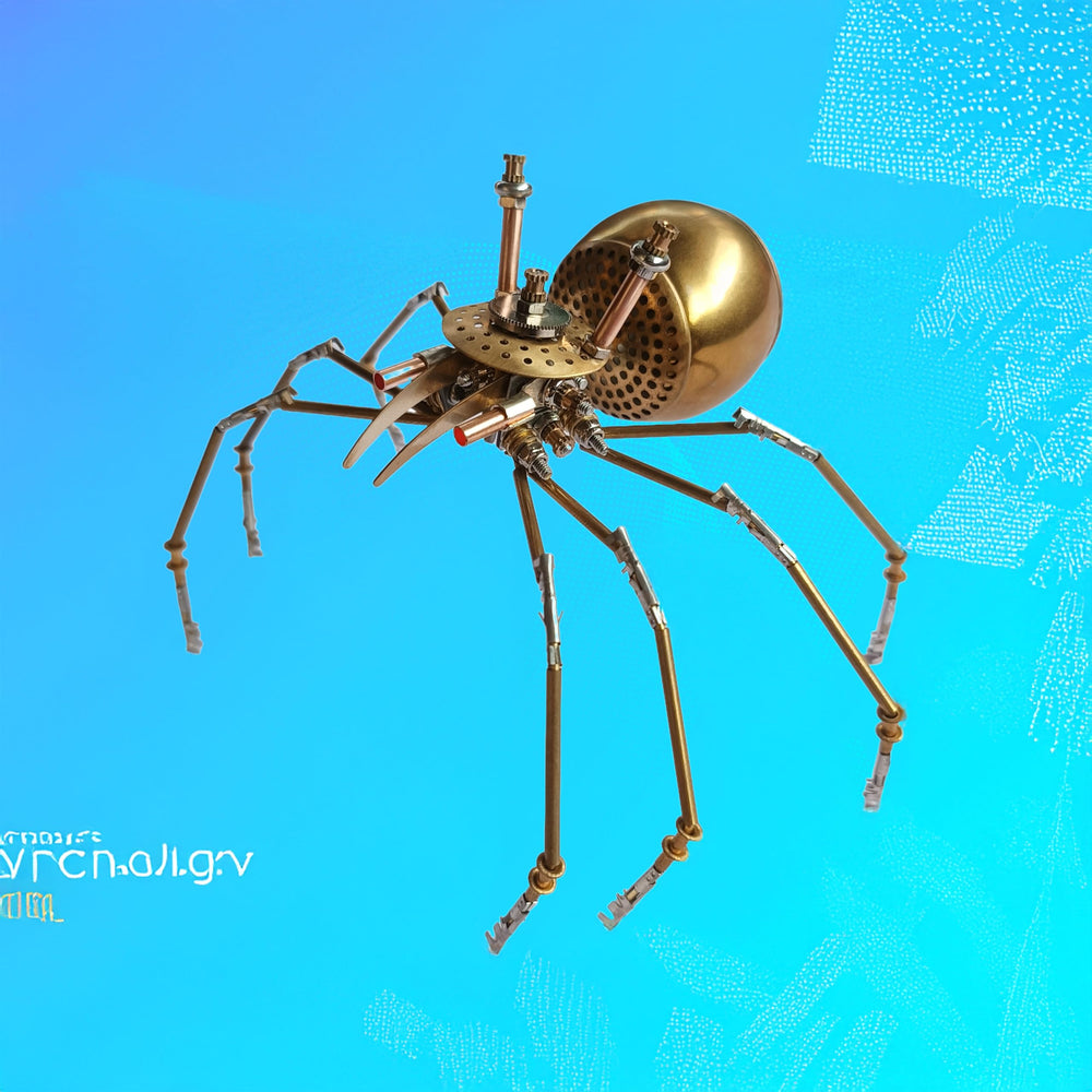 NUOSHANZS Steampunk Golden Spider brass gear detail, highlighting precision mechanics