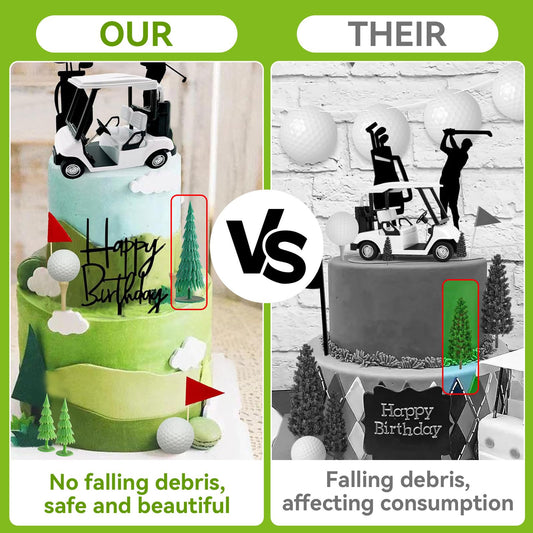 Nuotuv golf ball decor adds playful three-ball detail to desserts.