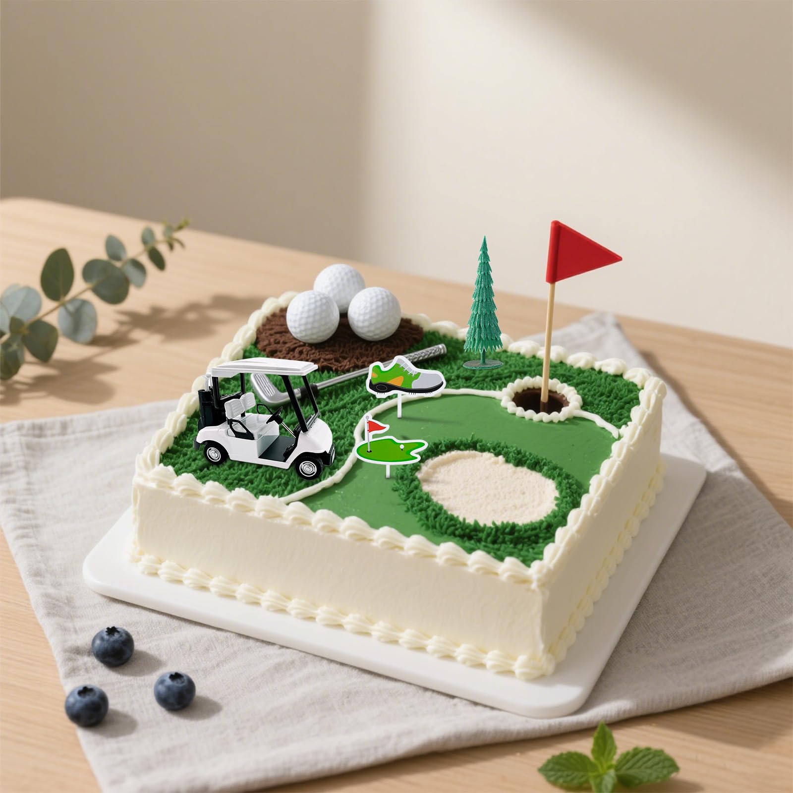 Nuotuv golf flag decor introduces four flags for festive cake looks.