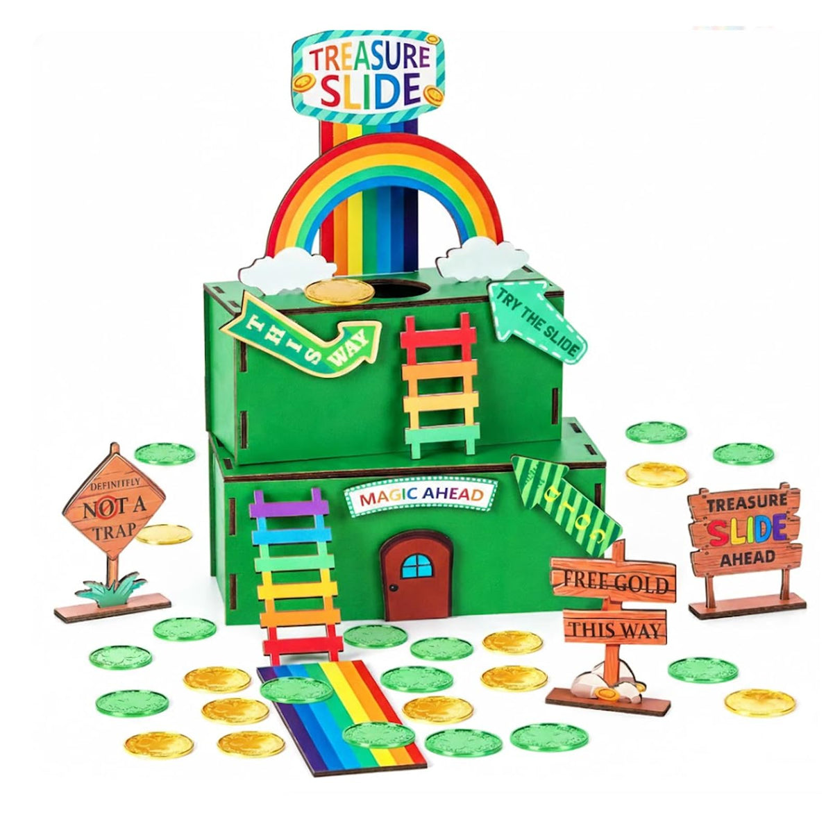 Nurcazo Leprechaun Trap Kit wooden panels ready for safe, creative building and STEM play.