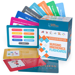 Nurse Readiness Academy flashcards cover with branding and concise topics for quick study
