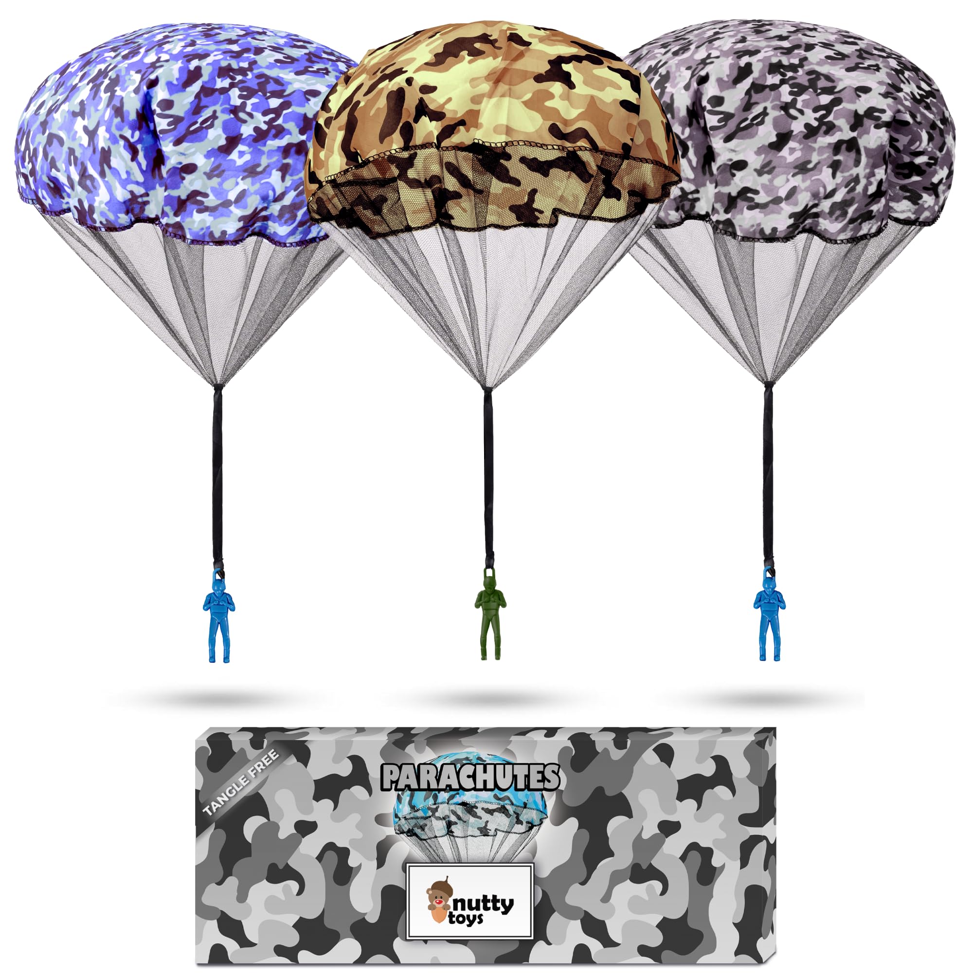 Nutty Toys Army Parachute Throw for easy outdoor play
