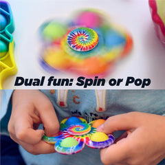 Nutty Toys fidget spinner in a kid's hands for sensory play.