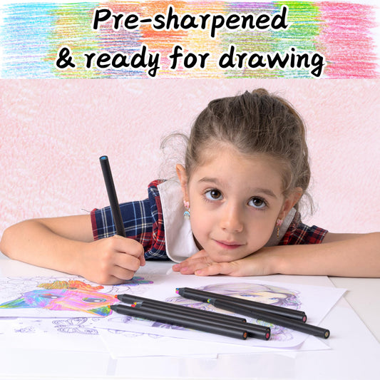 Nutty Toys Jumbo Rainbow Pencils pre sharpened tips ready for instant drawing sessions