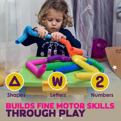 Nutty Toys Pop Tubes: durable BPA-free plastic withstands fidgeting and bending.