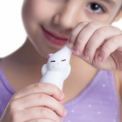 Nutty Toys soft silicone kitten closeup showcases tactile squishiness and durability.
