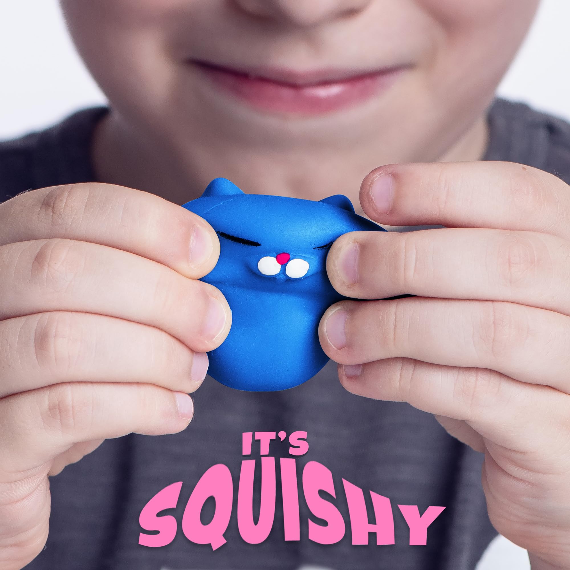 Nutty Toys Squishy Cat Set belly-squish close-up shows soft silicone texture