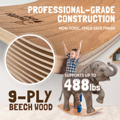 Nutty Toys Wobble Board in use by a child demonstrates open-ended play.