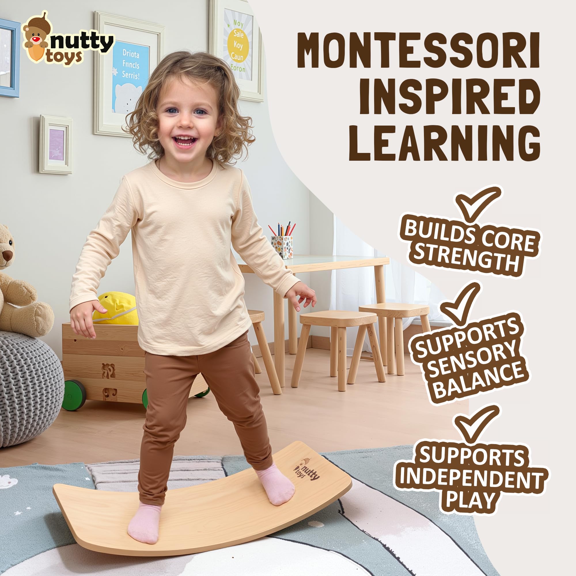 Nutty Toys Wobble Board with non-toxic coating protects health.