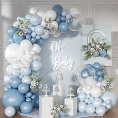 NuttyBash dusty blue balloon arch kit ready for stunning party backdrops.