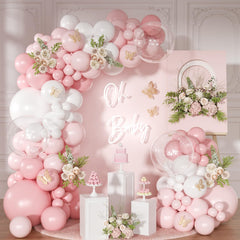 NUTTYBASH light pink arch kit being assembled for a chic backdrop.