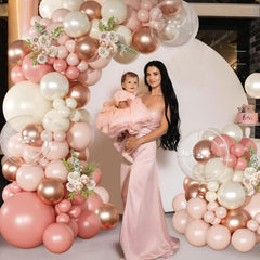 NuttyBash rose-gold balloons close-up highlighting vibrant color and luxe finish.