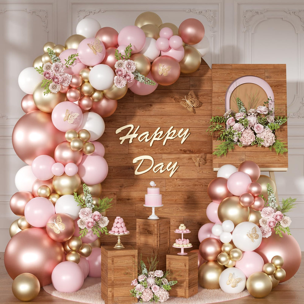 NUTTYBASH rose gold pink arch kit ready for a glamorous wedding backdrop