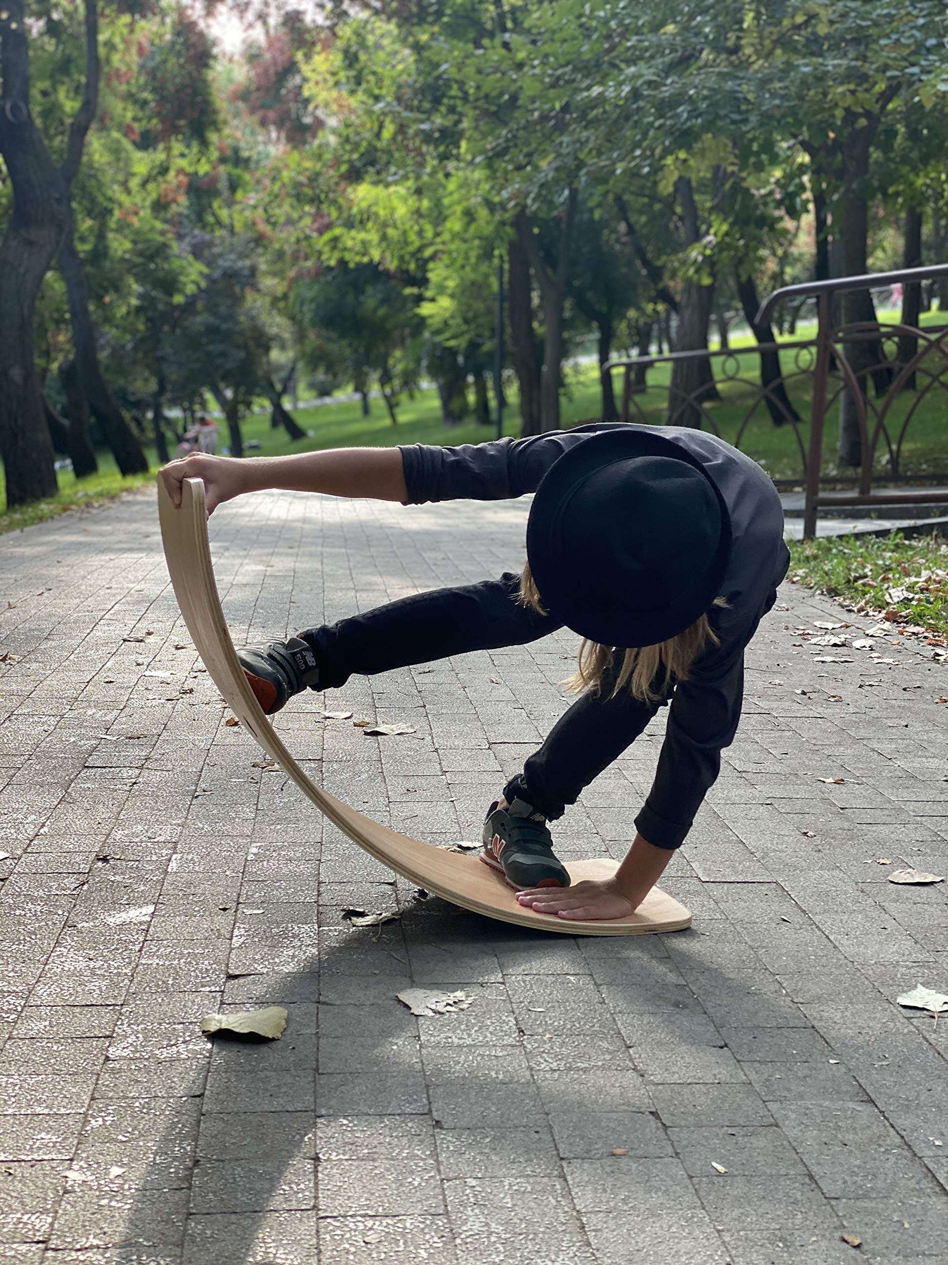 Natural wood Nutty Toys wobble board highlighting eco-friendly materials
