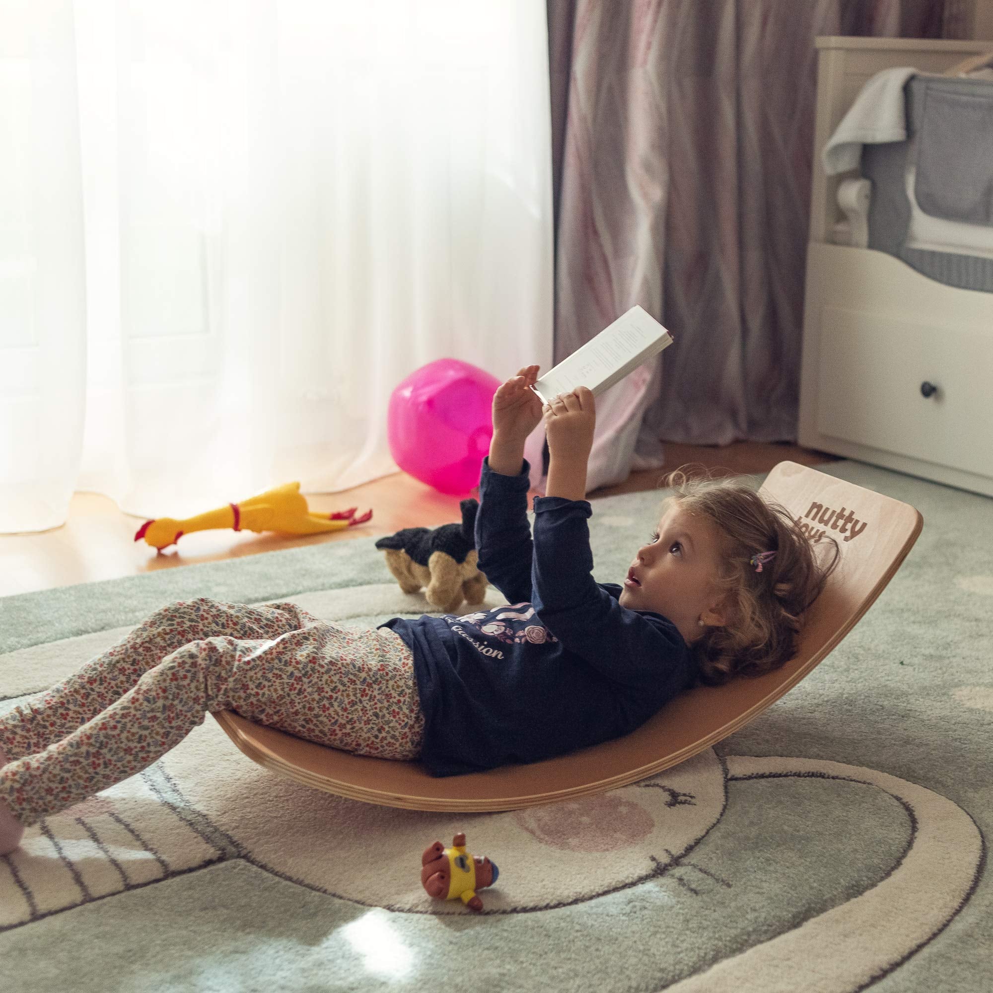 Sturdy Nutty Toys wobble board designed to support adults and kids