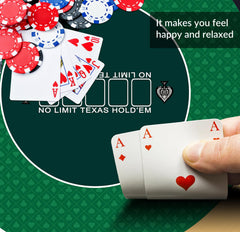 Nuveti 2mm thick poker mat cushions hands and chips.
