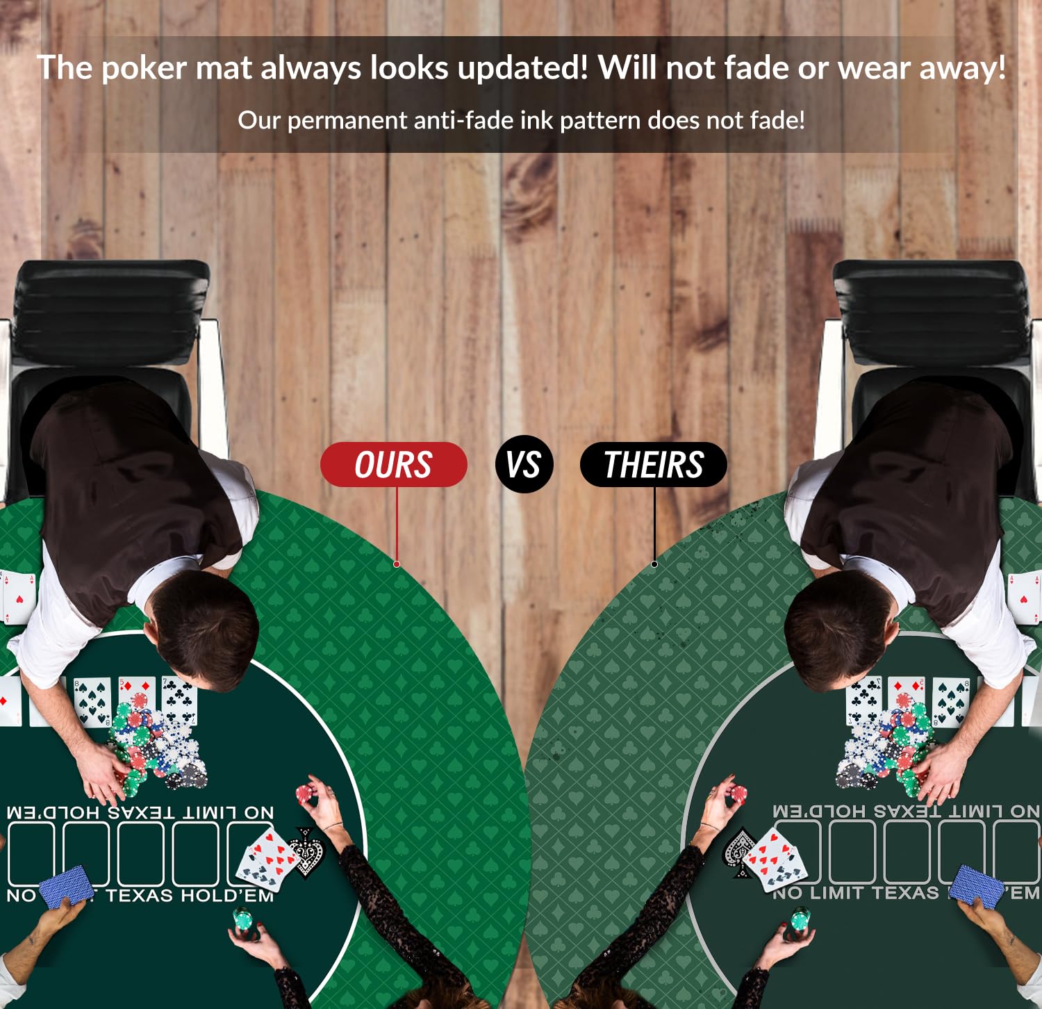 Nuveti poker mat easy cleaning by shaking off dust and debris.