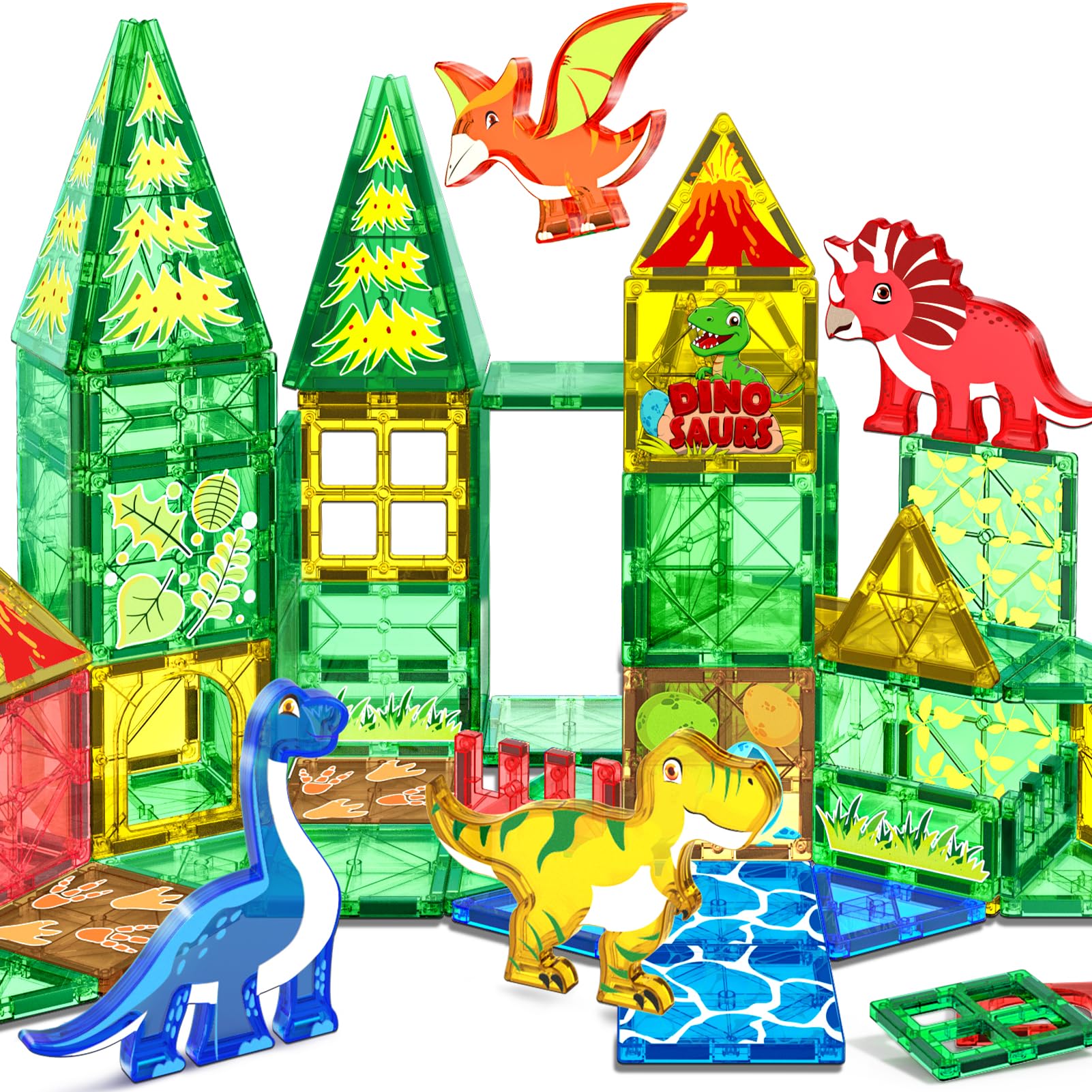 NVHH Magnetic Tiles dinosaurs: four dinos spark imaginative play and spatial skills.