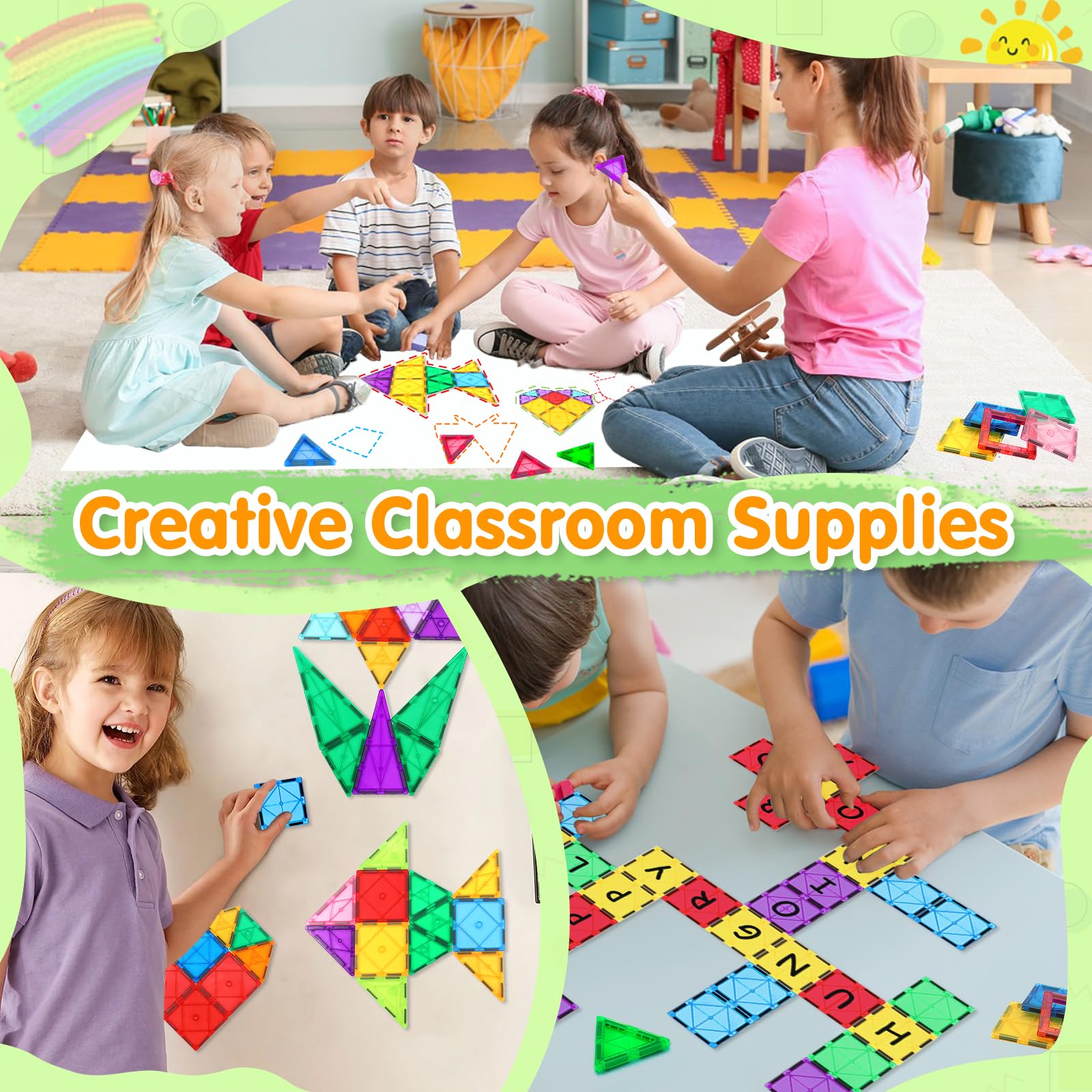 NVHH magnetic tiles enabling easy, safe building for group activities