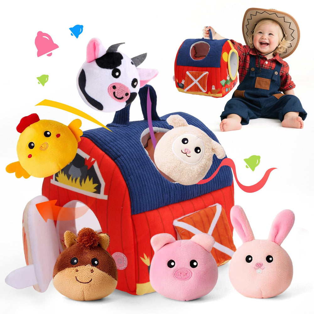 NXLPJH Surprise Barn with 6 farm animals, inviting tactile exploration.