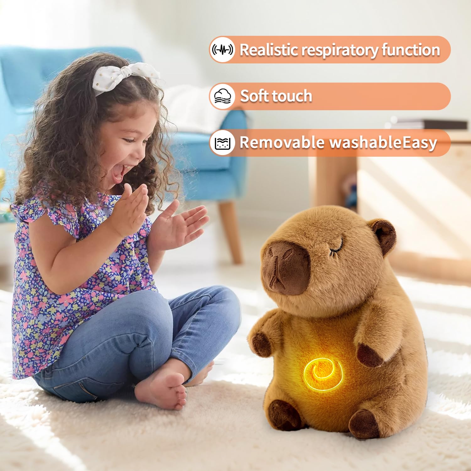 NXNYNZ capybara breathing plush, in-hand, perfect for calm moments at home or office