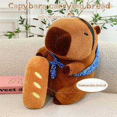 NXNYNZ capybara plush beside a cozy living room setup