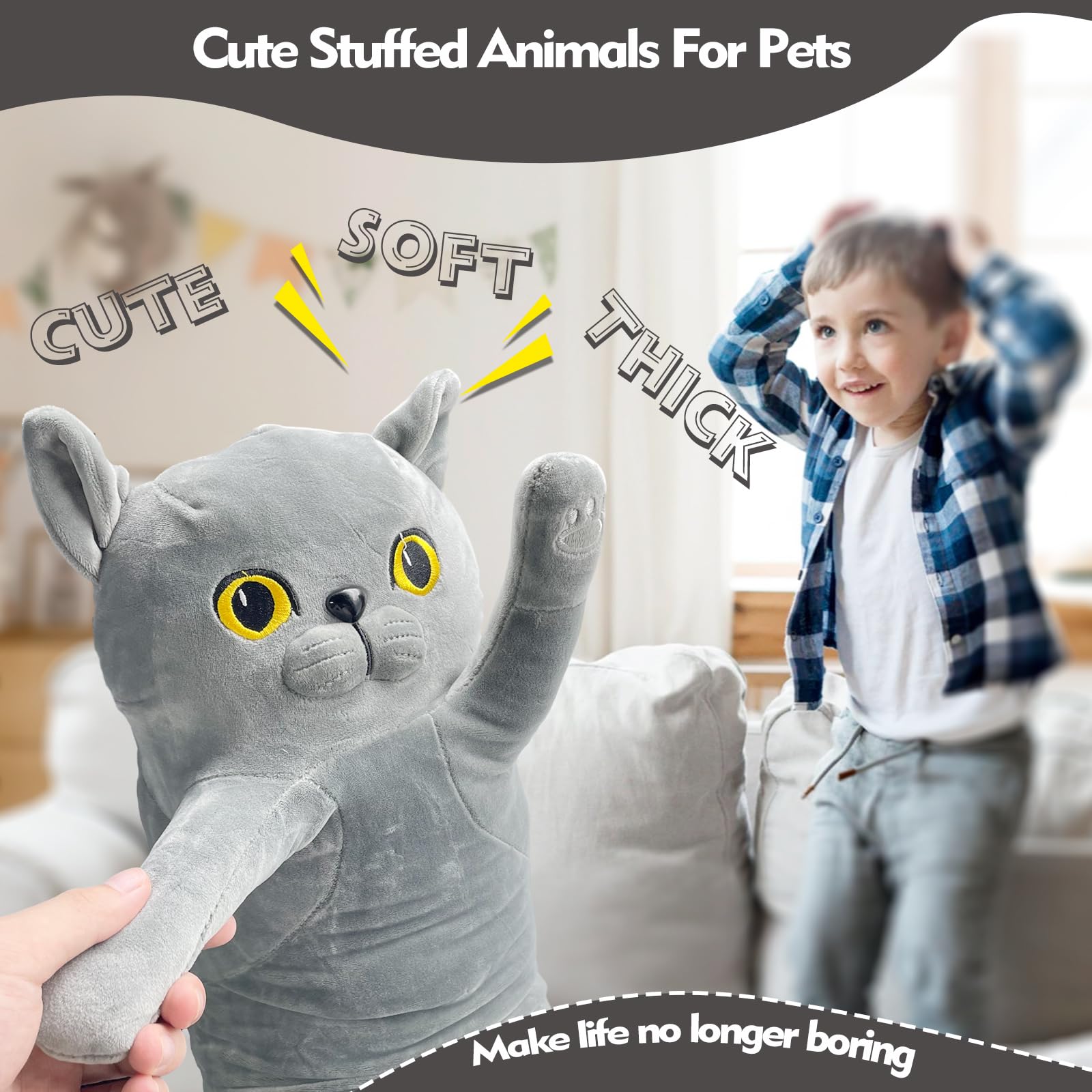 NXNYNZ cat plush toy bedtime cozy scene promotes comfort.
