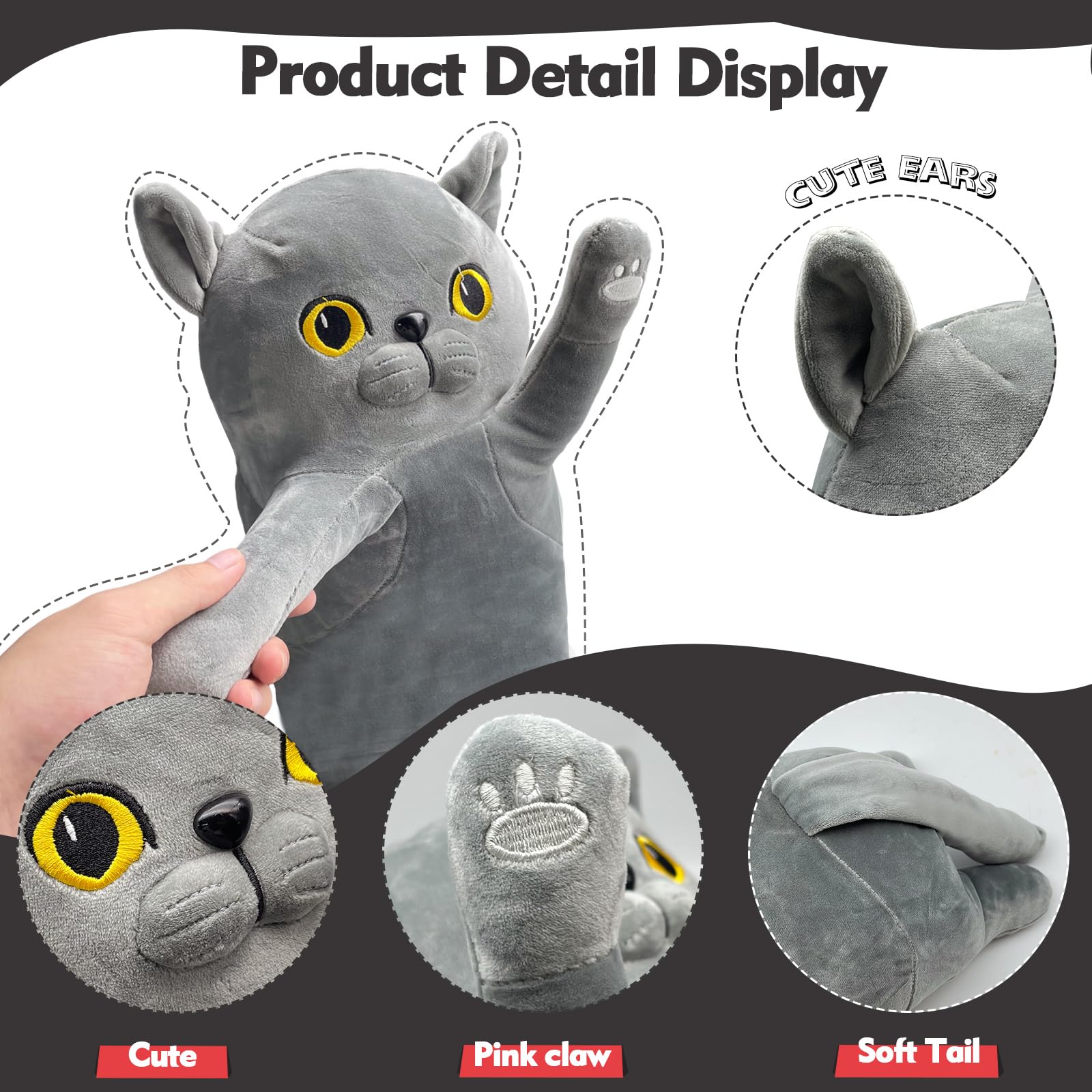 NXNYNZ cat plush toy soft filling close-up highlights cuddly feel.