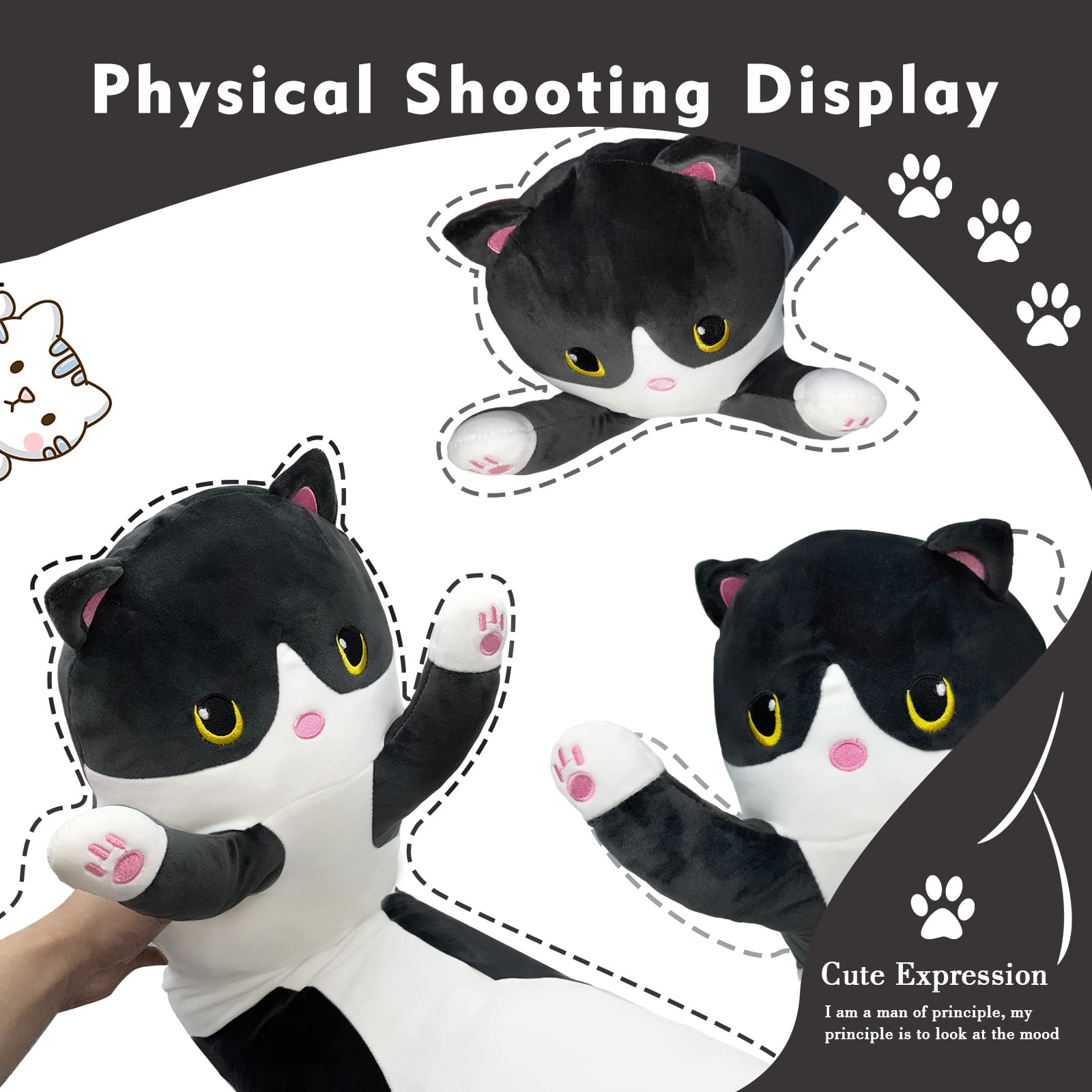 NXNYNZ long cat plush pillow 43.3in pink is ideal for cuddle-worthy gifts