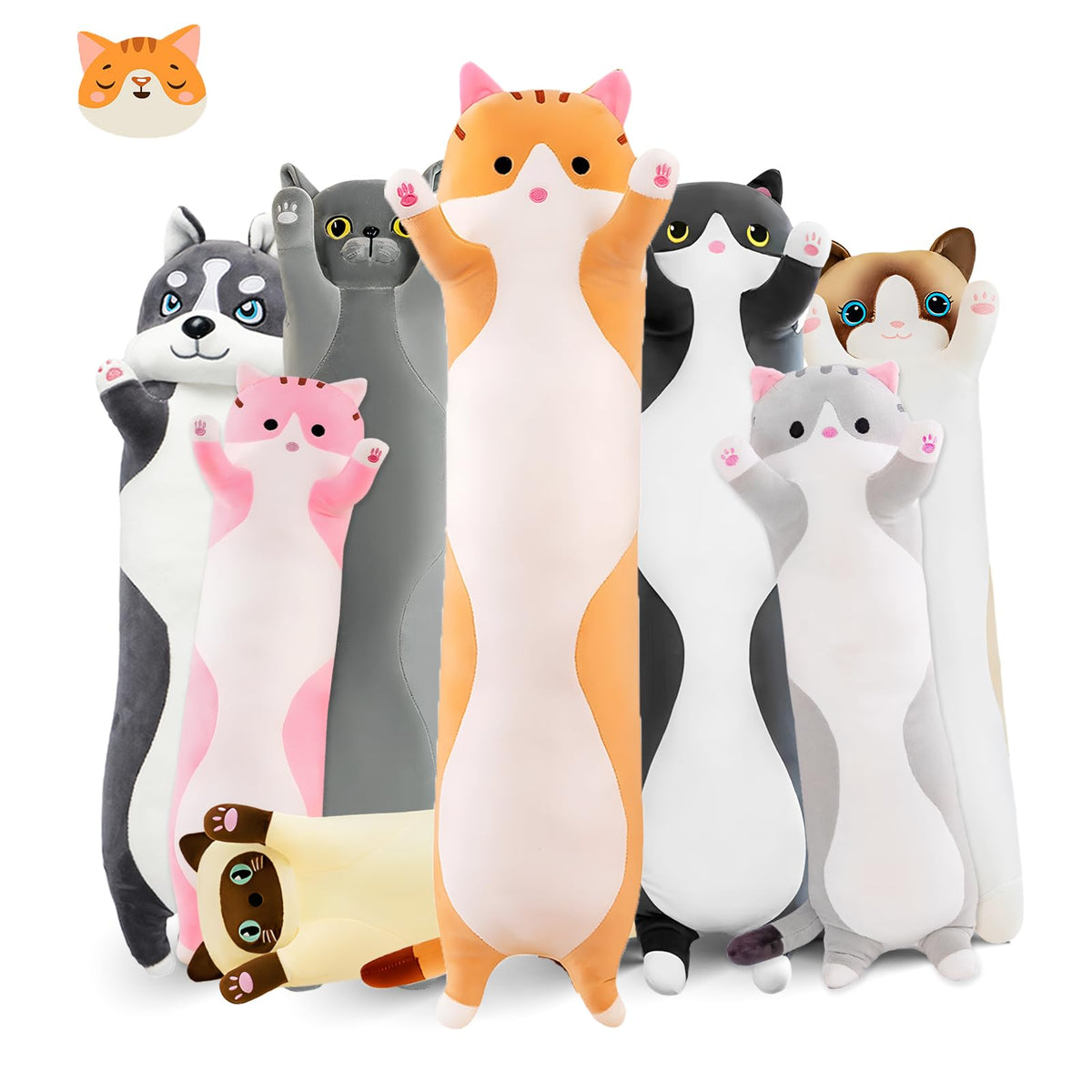 NXNYNZ long cat pillow 51in yellow offers soft full-body comfort.