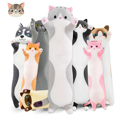 NXNYNZ long cat pillow gray front view for cozy lounging