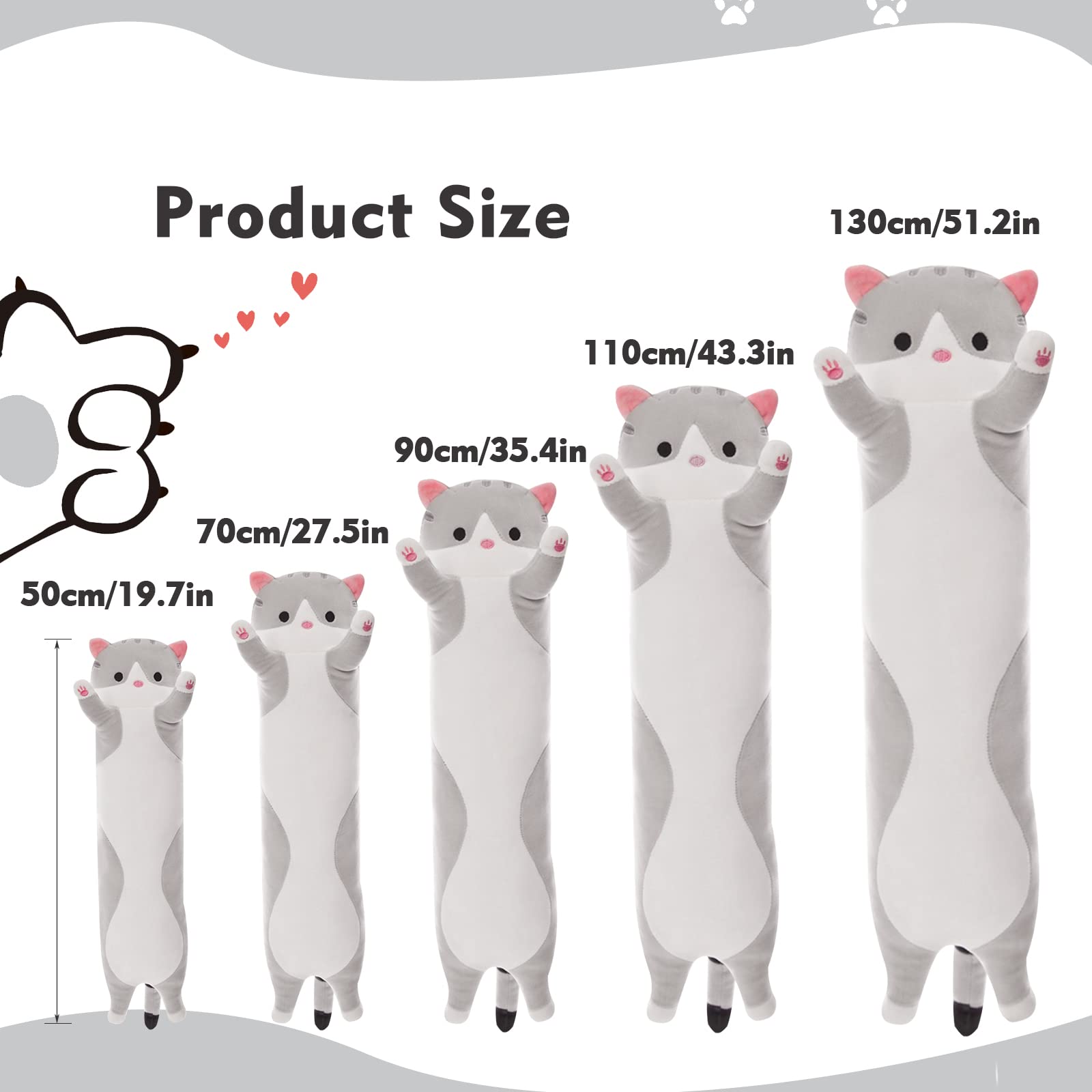 NXNYNZ long cat pillow yellow full-body cuddle and decor