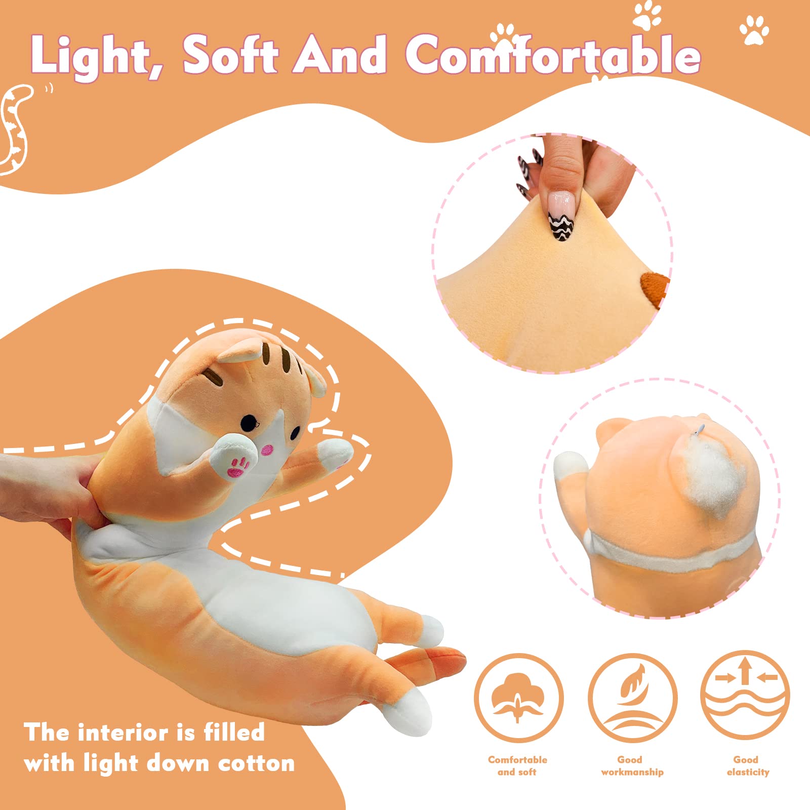 NXNYNZ long cat plush pillow in pink suited for relaxing and napping.