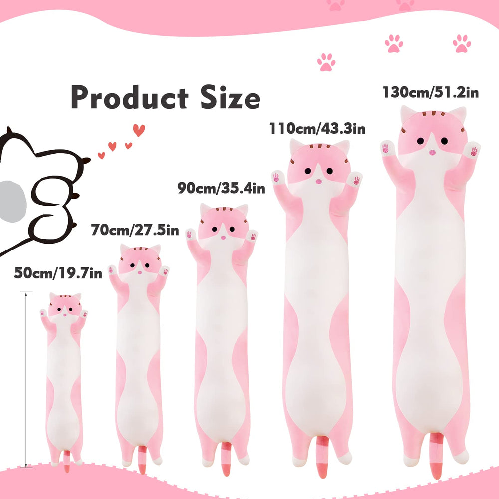 NXNYNZ Long Cat Plush Pillow pink cat being hugged for companionship