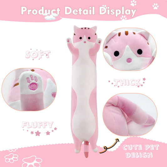NXNYNZ pink 59-inch long cat plush for extra-long cuddles