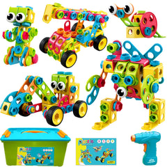 NXONE 195-piece STEM set with drill and storage for collaborative building.